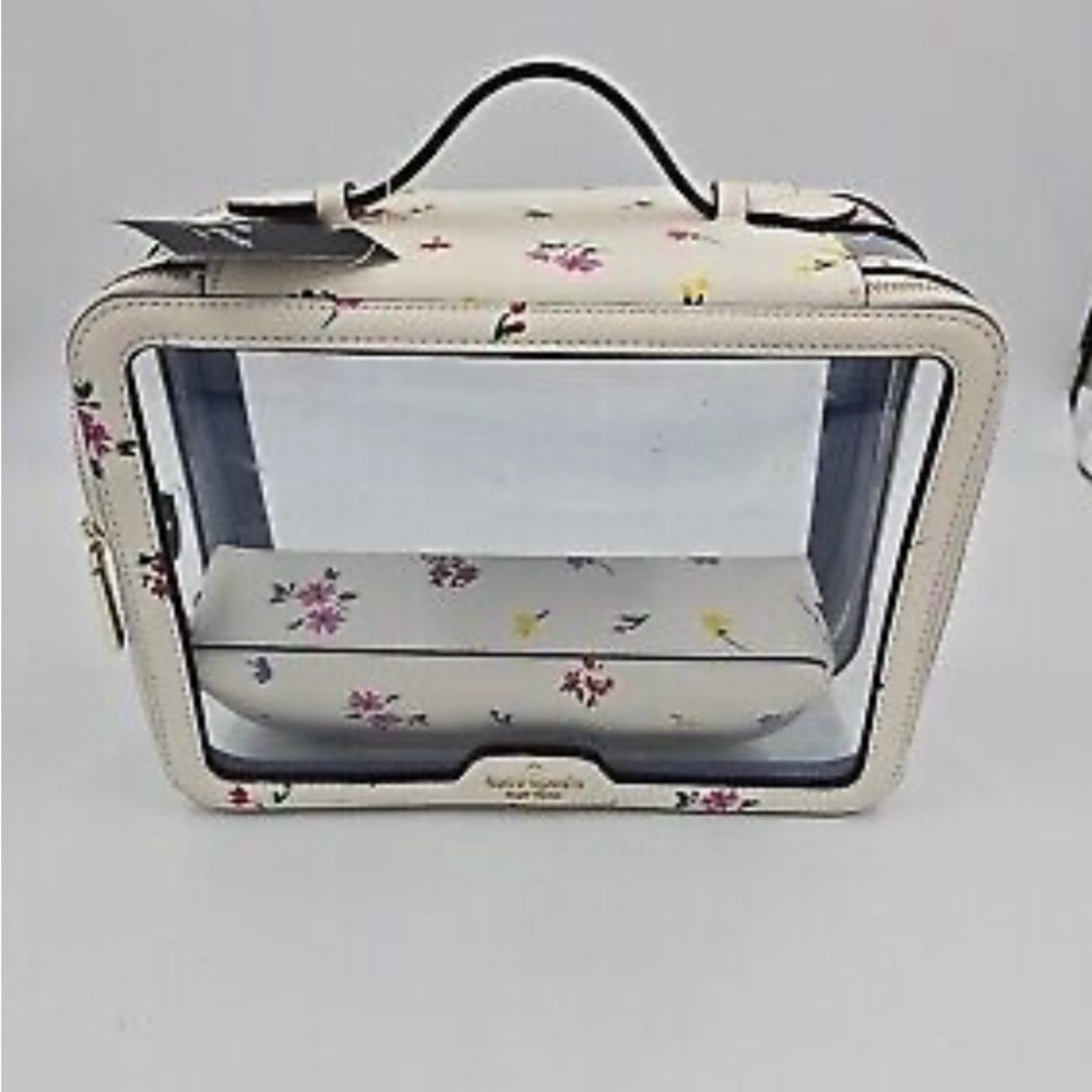 Kate Spade Cream Floral Transparent Cosmetic Bag